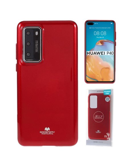 CUSTODIA per HUAWEI P40 - IN TPU SILICONE COLORE ROSSO LUCIDO CON GLITTER ALTA QUALITA' MERCURY BLISTER