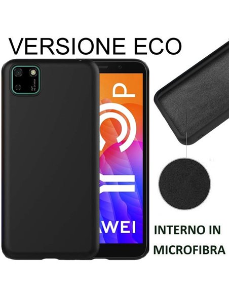 CUSTODIA per HUAWEI Y5p, Y5 2020, HONOR 9S - IN SILICONE EFFETTO SOFT TOUCH ED INTERNO IN MICROFIBRA NERO VERSIONE ECONOMICA