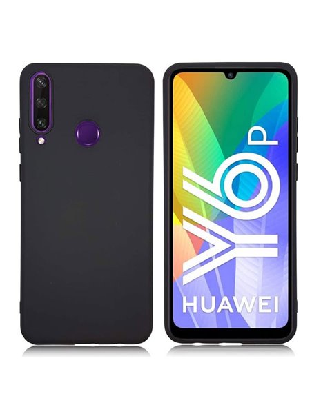 CUSTODIA per HUAWEI Y6p, Y6 2020, HONOR 9A - IN GEL TPU SILICONE SLIM COLORE NERO SATINATO