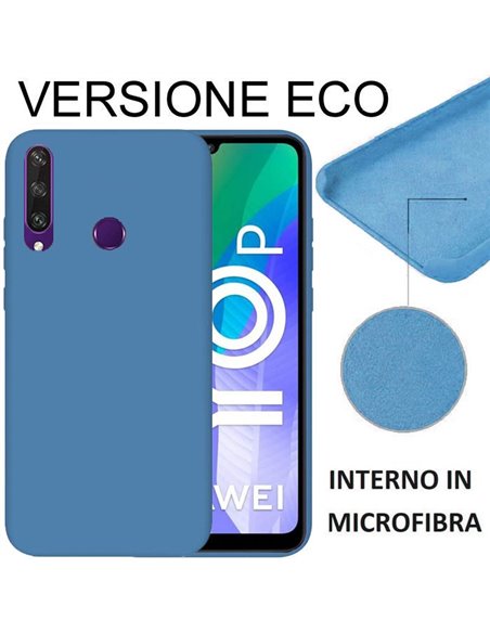 CUSTODIA per HUAWEI Y6p, Y6 2020, HONOR 9A - IN SILICONE EFFETTO SOFT TOUCH ED INTERNO IN MICROFIBRA BLU VERSIONE ECONOMICA
