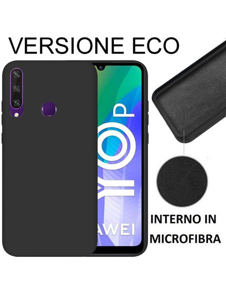 CUSTODIA per HUAWEI Y6p, Y6 2020, HONOR 9A - IN SILICONE EFFETTO SOFT TOUCH ED INTERNO IN MICROFIBRA NERO VERSIONE ECONOMICA