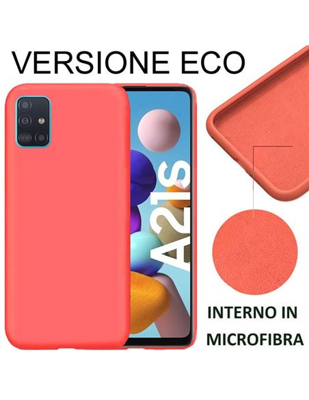 CUSTODIA per SAMSUNG GALAXY A21s (SM-A217) - IN SILICONE EFFETTO SOFT TOUCH ED INTERNO IN MICROFIBRA ARANCIONE VERSIONE ECONOMIC