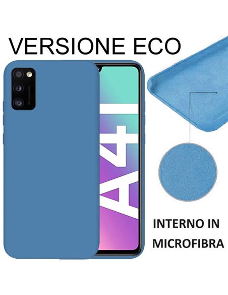 CUSTODIA per SAMSUNG GALAXY A41 (SM-A415) - IN SILICONE EFFETTO SOFT TOUCH ED INTERNO IN MICROFIBRA BLU VERSIONE ECONOMICA