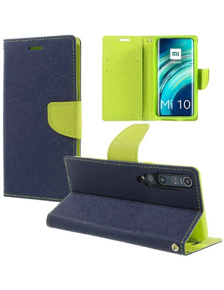 CUSTODIA per XIAOMI MI 10 (5G), MI 10 PRO (5G) - FLIP ORIZZONTALE CON INTERNO IN TPU E CHIUSURA MAGNETICA COLORE BLU