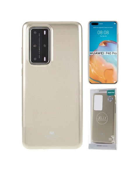 CUSTODIA per HUAWEI P40 PRO IN GEL TPU SILICONE COLORE ORO LUCIDO CON GLITTER ALTA QUALITA' MERCURY BLISTER