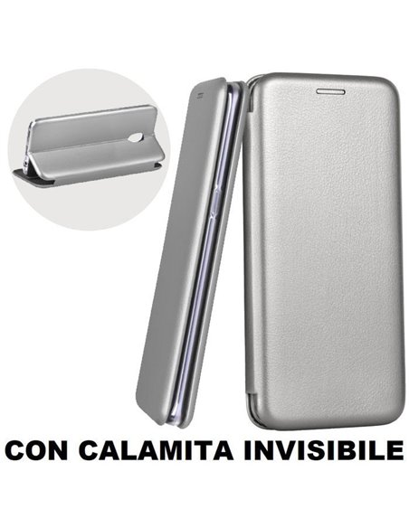 CUSTODIA per HUAWEI Y6p, Y6 2020, HONOR 9A - FLIP ORIZZONTALE CON CHIUSURA MAGNETICA INVISIBILE ED INTERNO IN TPU SILICONE GRIGI