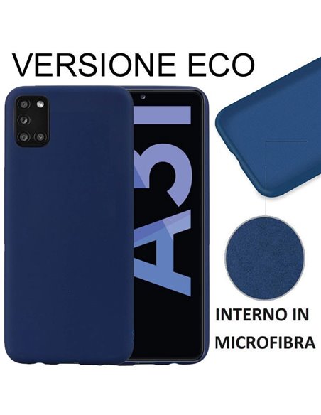 CUSTODIA per SAMSUNG GALAXY A31 (SM-A315) - IN SILICONE EFFETTO SOFT TOUCH ED INTERNO IN MICROFIBRA BLU VERSIONE ECONOMICA