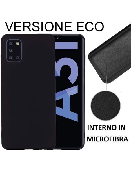 CUSTODIA per SAMSUNG GALAXY A31 (SM-A315) - IN SILICONE EFFETTO SOFT TOUCH ED INTERNO IN MICROFIBRA NERO VERSIONE ECONOMICA