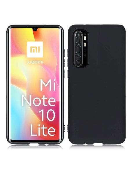 CUSTODIA per XIAOMI MI NOTE 10 LITE IN GEL TPU SILICONE SLIM COLORE NERO SATINATO