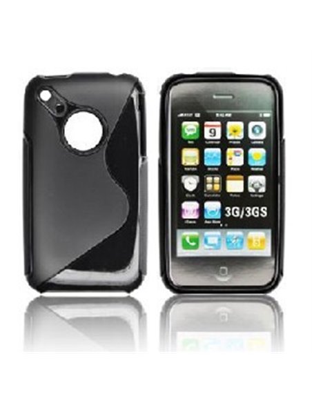 CUSTODIA GEL TPU SILICONE DOUBLE per IPHONE 3G,3GS COLORE NERO