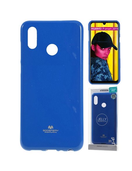 CUSTODIA per HUAWEI P SMART 2019, HONOR 10 LITE IN GEL TPU SILICONE COLORE BLU LUCIDO ALTA QUALITA' MERCURY BLISTER