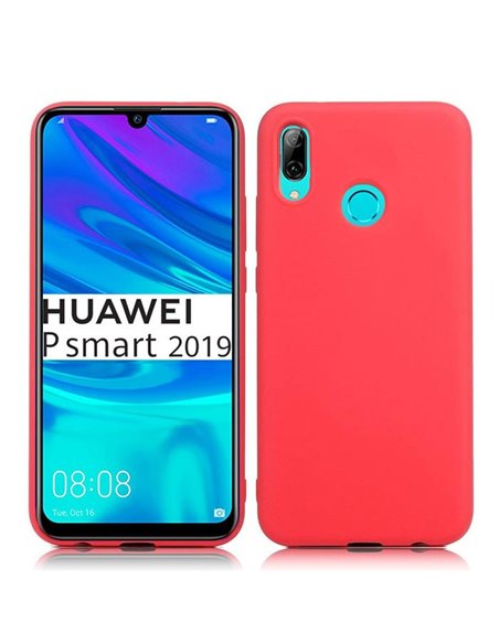 CUSTODIA per HUAWEI P SMART 2019, HONOR 10 LITE IN GEL TPU SILICONE SLIM COLORE ROSA PESCA SATINATO