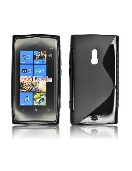 CUSTODIA GEL TPU SILICONE DOUBLE per NOKIA LUMIA 800 COLORE NERO