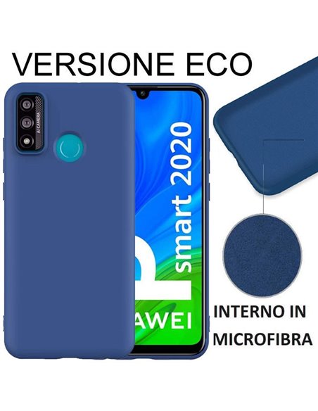 CUSTODIA per HUAWEI P SMART 2020 - IN SILICONE EFFETTO SOFT TOUCH ED INTERNO IN MICROFIBRA COLORE BLU VERSIONE ECONOMICA