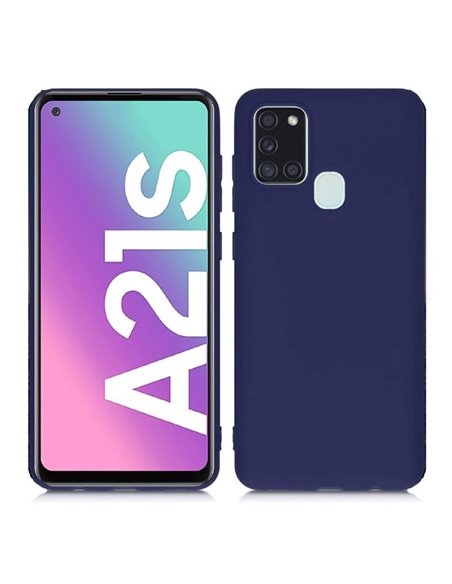 CUSTODIA per SAMSUNG GALAXY A21s (SM-A217) - IN GEL TPU SILICONE SLIM COLORE BLU SATINATO