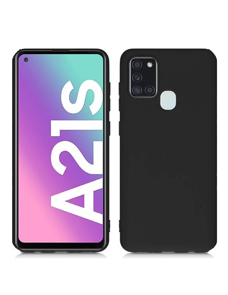 CUSTODIA per SAMSUNG GALAXY A21s (SM-A217) - IN GEL TPU SILICONE SLIM COLORE NERO SATINATO