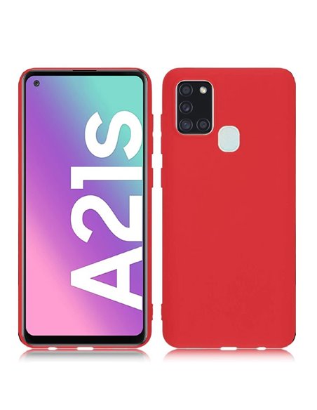 CUSTODIA per SAMSUNG GALAXY A21s (SM-A217) - IN GEL TPU SILICONE SLIM COLORE ROSSO SATINATO