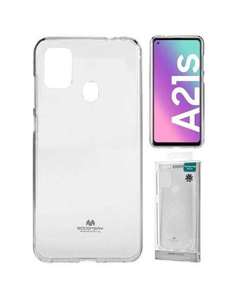 CUSTODIA per SAMSUNG GALAXY A21s (SM-A217) IN GEL TPU SILICONE TRASPARENTE ALTA QUALITA' MERCURY BLISTER