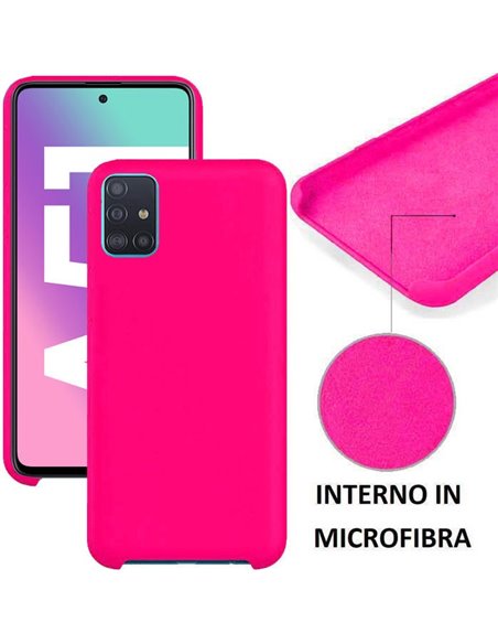 CUSTODIA per SAMSUNG GALAXY A51 (SM-A515) IN SILICONE CON EFFETTO SOFT TOUCH ED INTERNO IN MICROFIBRA COLORE FUCSIA - ATTENZIONE