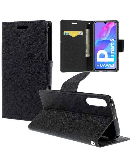 CUSTODIA per HUAWEI P SMART S, Y8p, HONOR 10S - FLIP ORIZZONTALE CON INTERNO IN TPU SILICONE E CHIUSURA MAGNETICA COLORE NERO