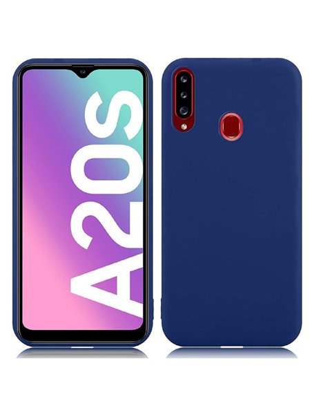 CUSTODIA per SAMSUNG GALAXY A20s (SM-A207F) IN GEL TPU SILICONE SLIM COLORE BLU SATINATO
