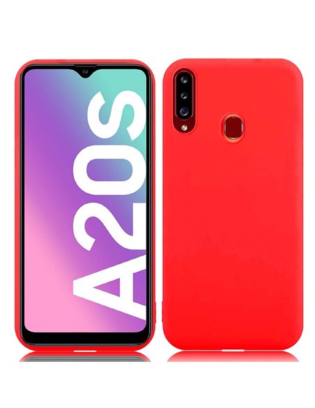 CUSTODIA per SAMSUNG GALAXY A20s (SM-A207F) IN GEL TPU SILICONE SLIM COLORE ROSSO SATINATO