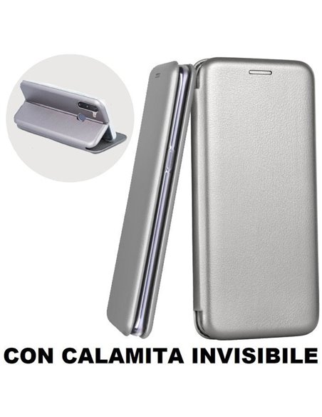 CUSTODIA per SAMSUNG GALAXY A21 (SM-A215) - FLIP ORIZZONTALE SIMILPELLE CON CHIUSURA MAGNETICA INVISIBILE E INTERNO IN TPU GRIGI