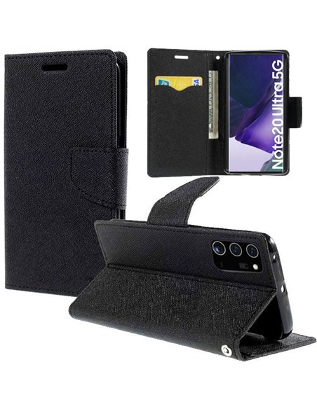 CUSTODIA per SAMSUNG NOTE 20 ULTRA (N985), NOTE 20 ULTRA 5G (N986)  - FLIP ORIZZONTALE CON STAND, INTERNO IN TPU E PORTA CARTE N