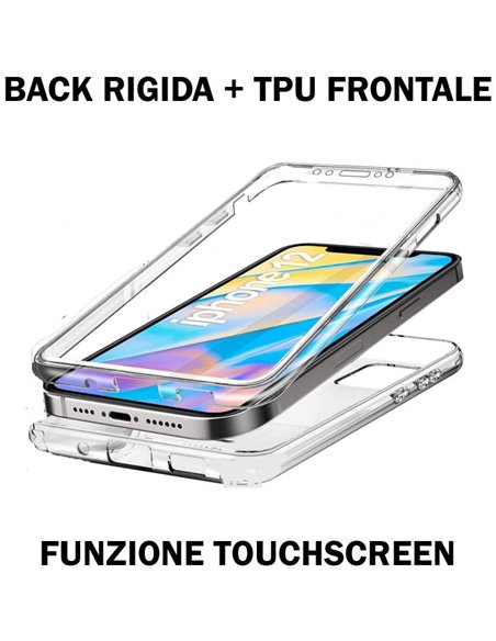 CUSTODIA per APPLE IPHONE 12 MINI (5.4') - CON PARTE POSTERIORE RIGIDA + PARTE FRONTALE IN TPU SILICONE TRASPARENTE