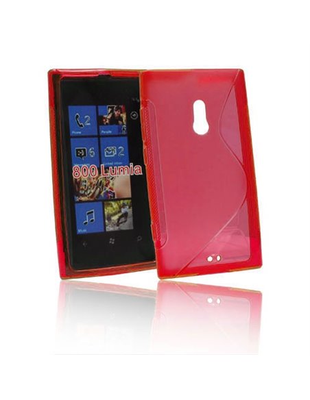 CUSTODIA GEL TPU SILICONE DOUBLE per NOKIA LUMIA 800 COLORE ROSSO