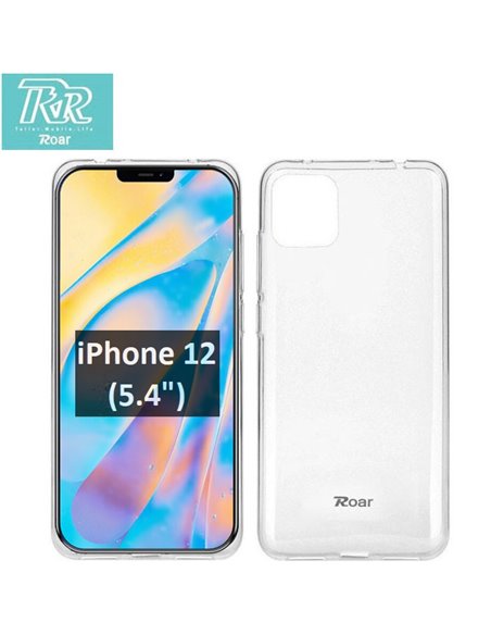 CUSTODIA per APPLE IPHONE 12 MINI (5.4') IN GEL TPU SILICONE TRASPARENTE ALTA QUALITA' ROAR COLORFUL BLISTER