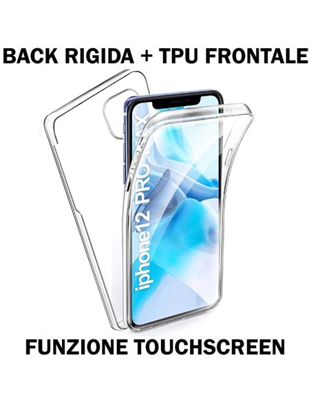 CUSTODIA per APPLE IPHONE 12 PRO MAX (6.7') - CON PARTE POSTERIORE RIGIDA + PARTE FRONTALE IN TPU SILICONE TRASPARENTE