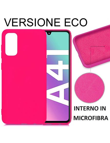 CUSTODIA per SAMSUNG GALAXY A41 (SM-A415) - IN SILICONE EFFETTO SOFT TOUCH ED INTERNO IN MICROFIBRA FUCSIA VERSIONE ECONOMICA