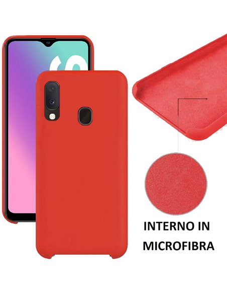 CUSTODIA per SAMSUNG GALAXY A20s (SM-A207F) IN SILICONE SOFT TOUCH E INTERNO IN MICROFIBRA COLORE ROSSO