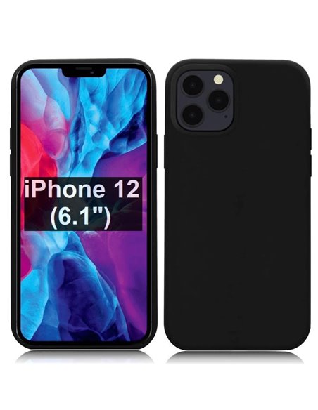 CUSTODIA per APPLE IPHONE 12, IPHONE 12 PRO (6.1') IN GEL TPU SILICONE SLIM COLORE NERO SATINATO