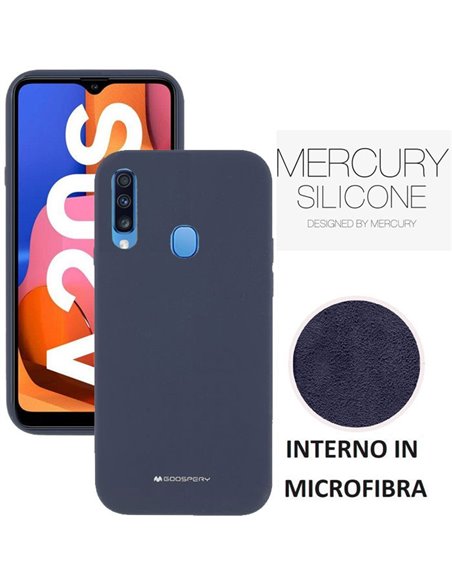 CUSTODIA per SAMSUNG GALAXY A20s (SM-A207F) IN SILICONE CON INTERNO IN MICROFIBRA COLORE BLU ALTA QUALITA' MERCURY BLISTER