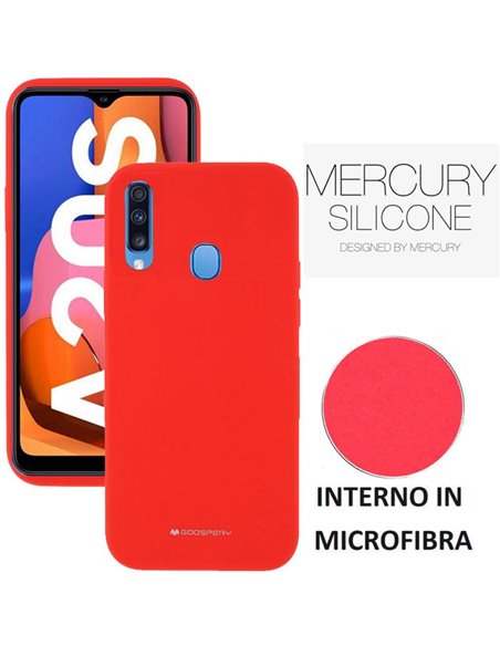 CUSTODIA per SAMSUNG GALAXY A20s (SM-A207F) IN SILICONE CON INTERNO IN MICROFIBRA COLORE ROSSO ALTA QUALITA' MERCURY BLISTER