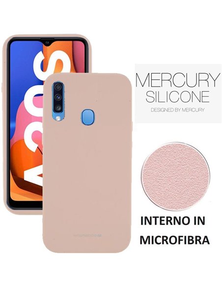 CUSTODIA per SAMSUNG GALAXY A20s (SM-A207F) IN SILICONE CON INTERNO IN MICROFIBRA COLORE SABBIA ALTA QUALITA' MERCURY BLISTER