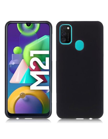 CUSTODIA per SAMSUNG GALAXY M21 (M215F), GALAXY M30s (M307F), M21s (F415F) IN GEL TPU SILICONE SLIM COLORE NERO SATINATO