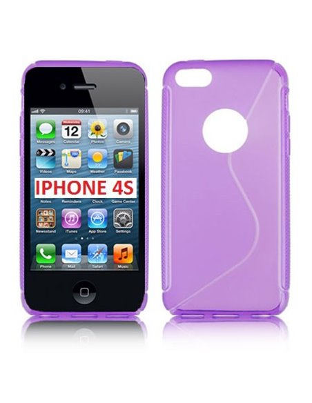 CUSTODIA GEL TPU SILICONE DOUBLE per iPHONE 4, 4s COLORE VIOLA