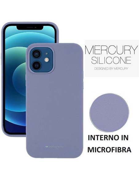 CUSTODIA per APPLE IPHONE 12 MINI (5.4') IN SILICONE CON INTERNO IN MICROFIBRA COLORE LAVANDA ALTA QUALITA' MERCURY BLISTER