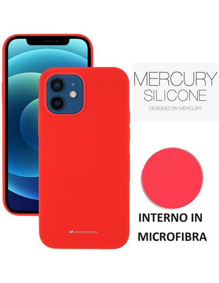 CUSTODIA per APPLE IPHONE 12 MINI (5.4') IN SILICONE CON INTERNO IN MICROFIBRA COLORE ROSSO ALTA QUALITA' MERCURY BLISTER