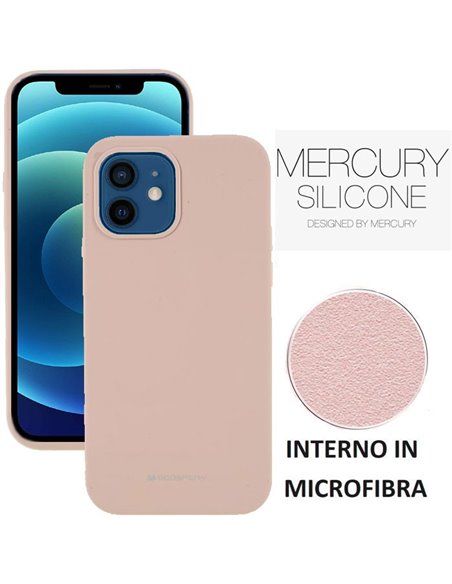 CUSTODIA per APPLE IPHONE 12 MINI (5.4') IN SILICONE CON INTERNO IN MICROFIBRA COLORE SABBIA ALTA QUALITA' MERCURY BLISTER