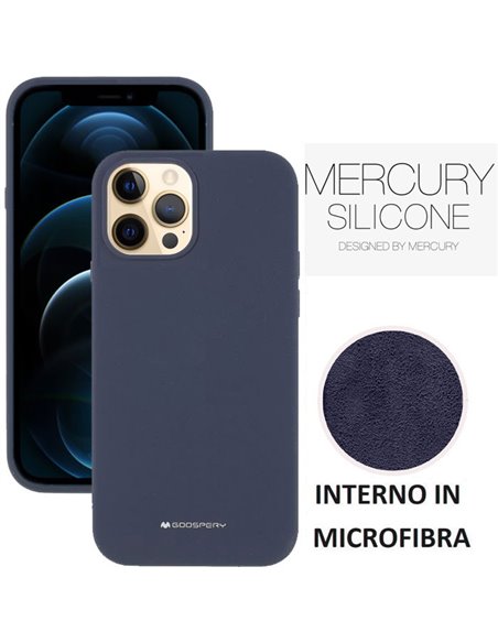 CUSTODIA per APPLE IPHONE 12 PRO MAX (6.7') IN SILICONE CON INTERNO IN MICROFIBRA COLORE BLU ALTA QUALITA' MERCURY BLISTER