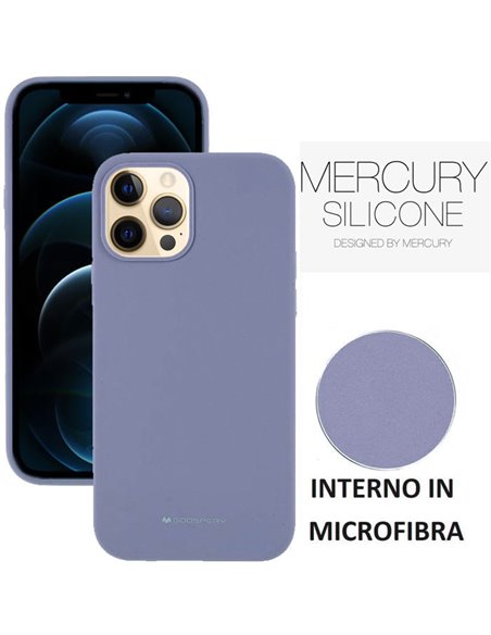 CUSTODIA per APPLE IPHONE 12 PRO MAX (6.7') IN SILICONE CON INTERNO IN MICROFIBRA COLORE LAVANDA ALTA QUALITA' MERCURY BLISTER