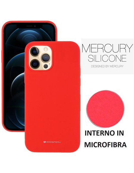 CUSTODIA per APPLE IPHONE 12 PRO MAX (6.7') IN SILICONE CON INTERNO IN MICROFIBRA COLORE ROSSO ALTA QUALITA' MERCURY BLISTER