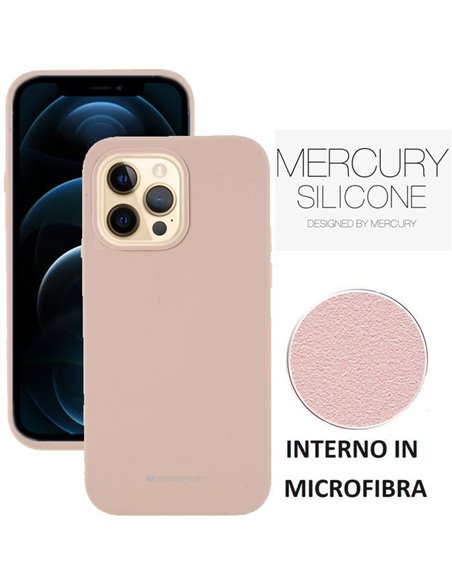 CUSTODIA per APPLE IPHONE 12 PRO MAX (6.7') IN SILICONE CON INTERNO IN MICROFIBRA COLORE SABBIA ALTA QUALITA' MERCURY BLISTER