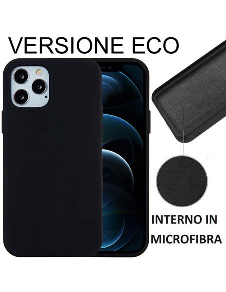 CUSTODIA per APPLE IPHONE 12, IPHONE 12 PRO IN SILICONE CON EFFETTO SOFT TOUCH ED INTERNO IN MICROFIBRA NERO VERSIONE ECONOMICA