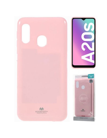 CUSTODIA per SAMSUNG GALAXY A20s (SM-A207F) IN GEL TPU SILICONE COLORE ROSA LUCIDO ALTA QUALITA' MERCURY BLISTER