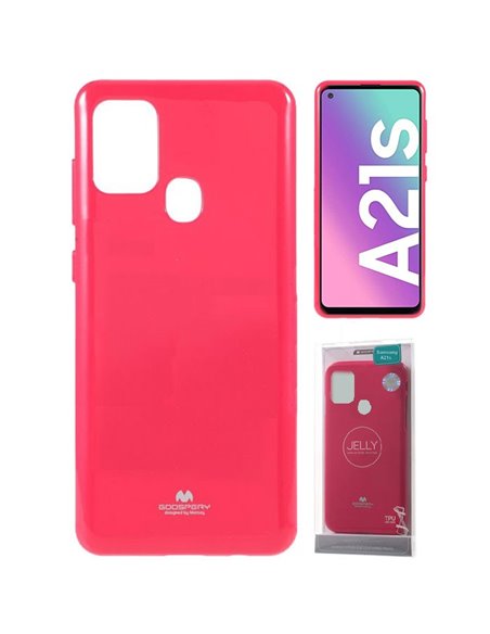 CUSTODIA per SAMSUNG GALAXY A21s (SM-A217) IN GEL TPU SILICONE COLORE FUCSIA LUCIDO ALTA QUALITA' MERCURY BLISTER